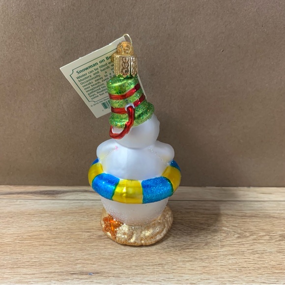 New! Old World Christmas Snowman On Beach Tree Ornament Glass - Picture 3 of 5